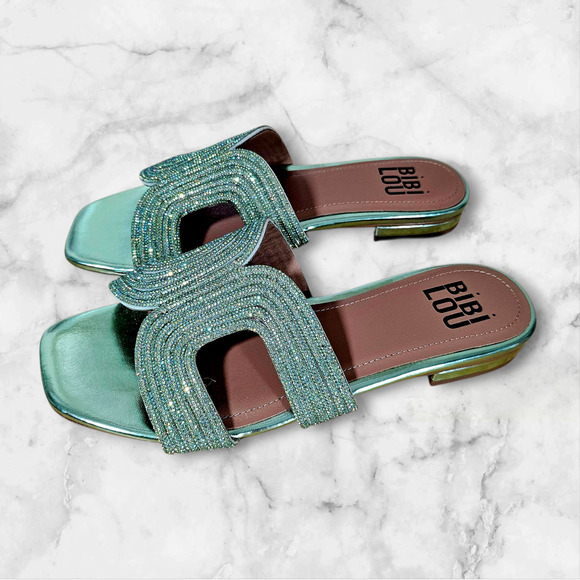 Bibi Lou Green Spongecake Sandals New - Picture 5 of 8